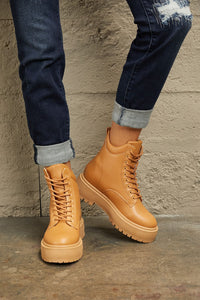 Super Cool Platform Combat Boots in Caramel