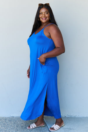 Good Energy Cami Side Slit Maxi Dress in Royal Blue