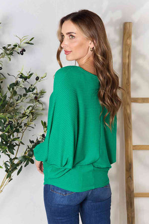 Hanna Dolman Sleeve Top in Mid Green