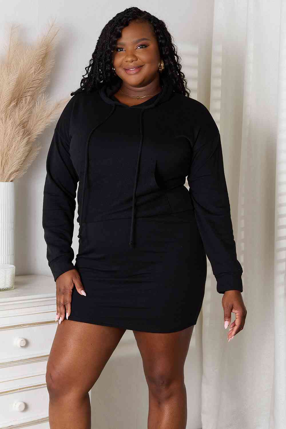 Rylie Hoodie Mini Dress in Black