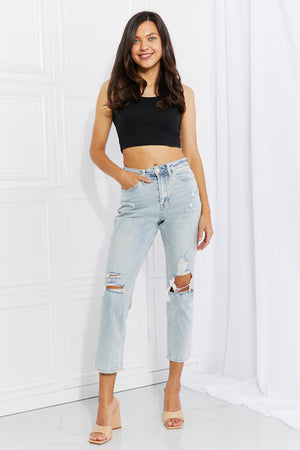 Stand Out Distressed Cropped Jeans in Light Wash