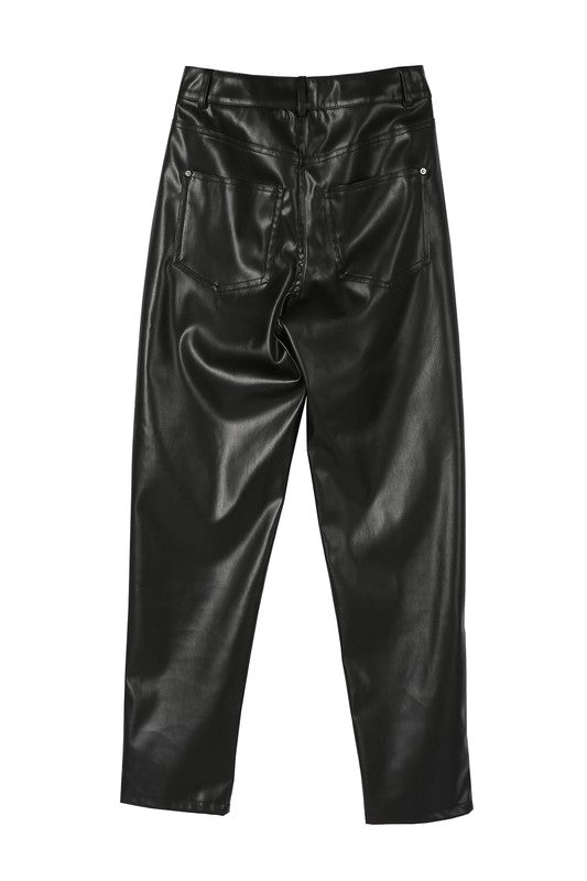 Top Notch Vegan Leather Pants in Black & Ivory