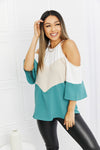 Lainey Color Block Cold-Shoulder Blouse