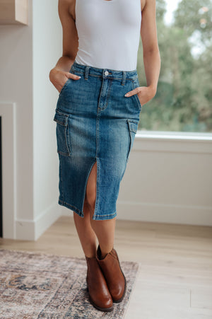 Too Cool Cargo Denim Skirt