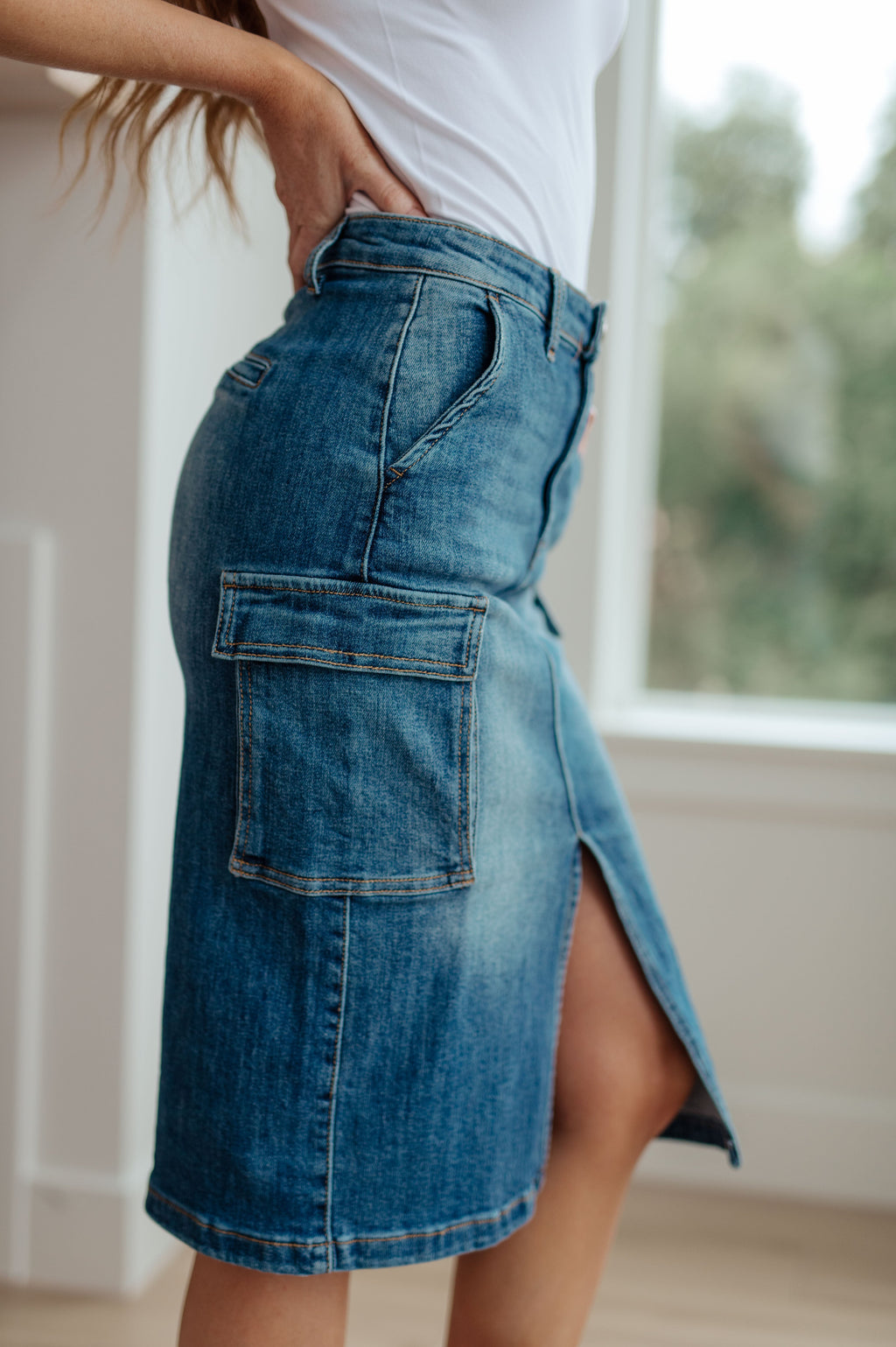 Too Cool Cargo Denim Skirt