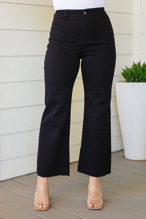 Aria Wide Leg High Rise Cropped Jeans in Black