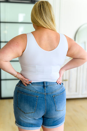 Anaya Waist Length Reversible Tank in White