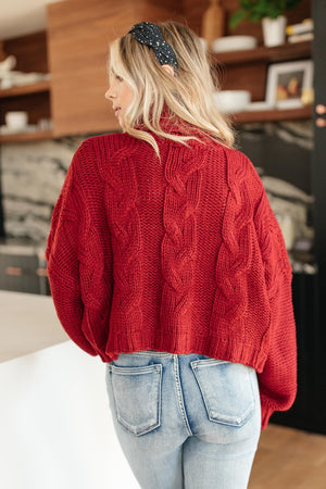 The Classic Cable Knit Sweater in Cranberry