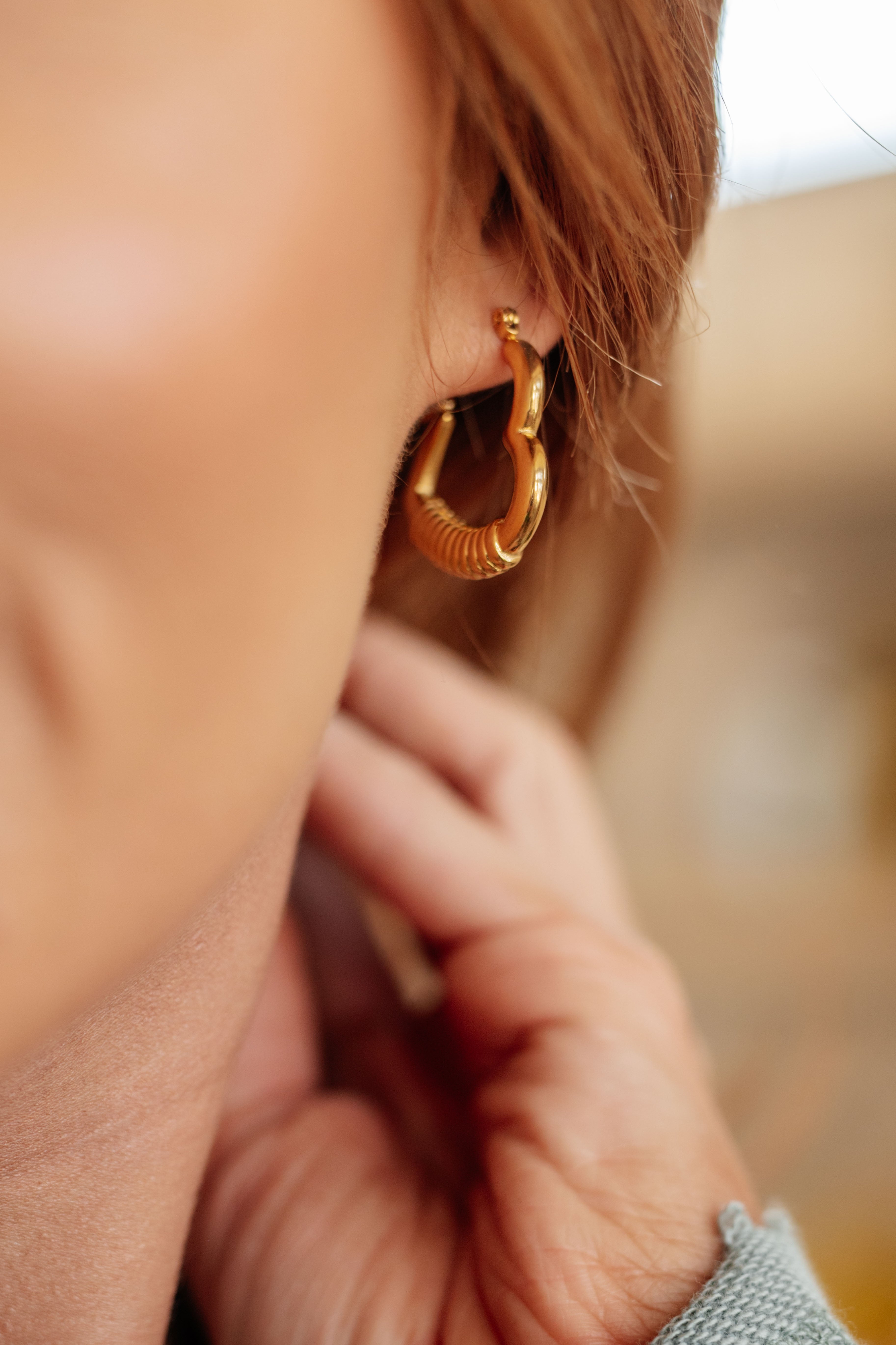 Heart of Gold Plated Hoop Earrings