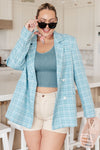 Lady Boss Plaid Blazer in Blue