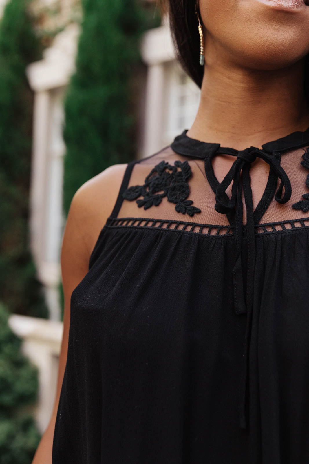 Romance in the Air Embroidered Top in Black