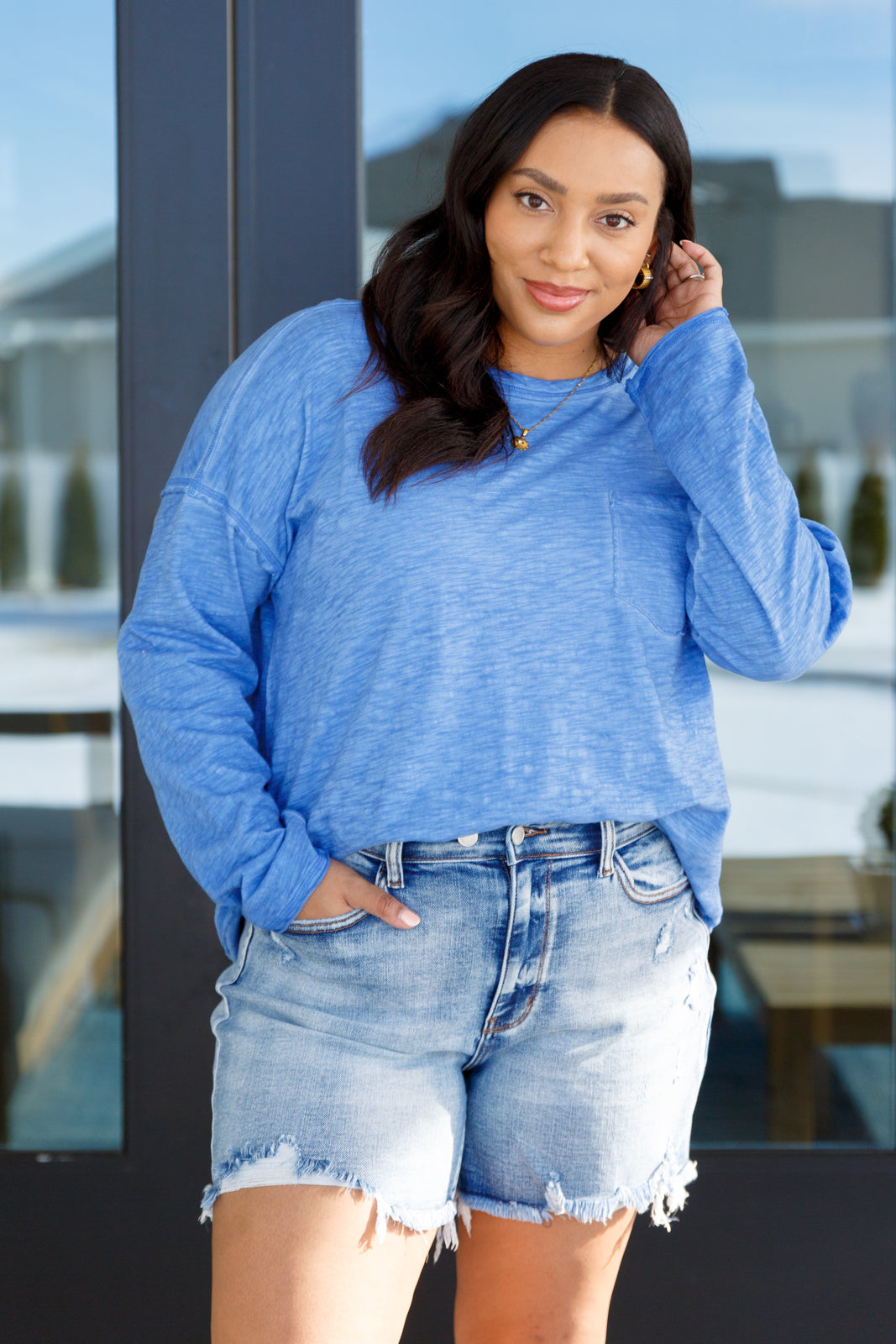 Float Your Boat Long Sleeve Top in Blue