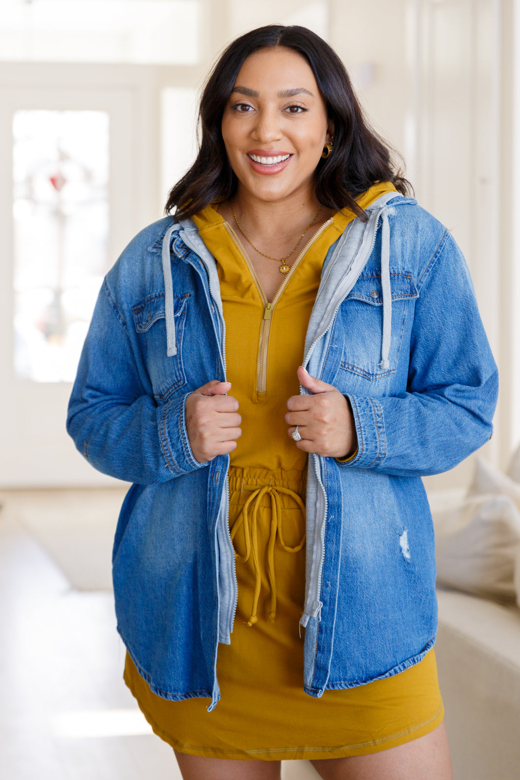 Touch of Style Hoodie Romper in Gold Spice