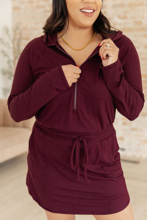 Touch of Style Hoodie Romper in Maroon