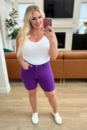 Mei Control Top Cuffed Shorts in Purple