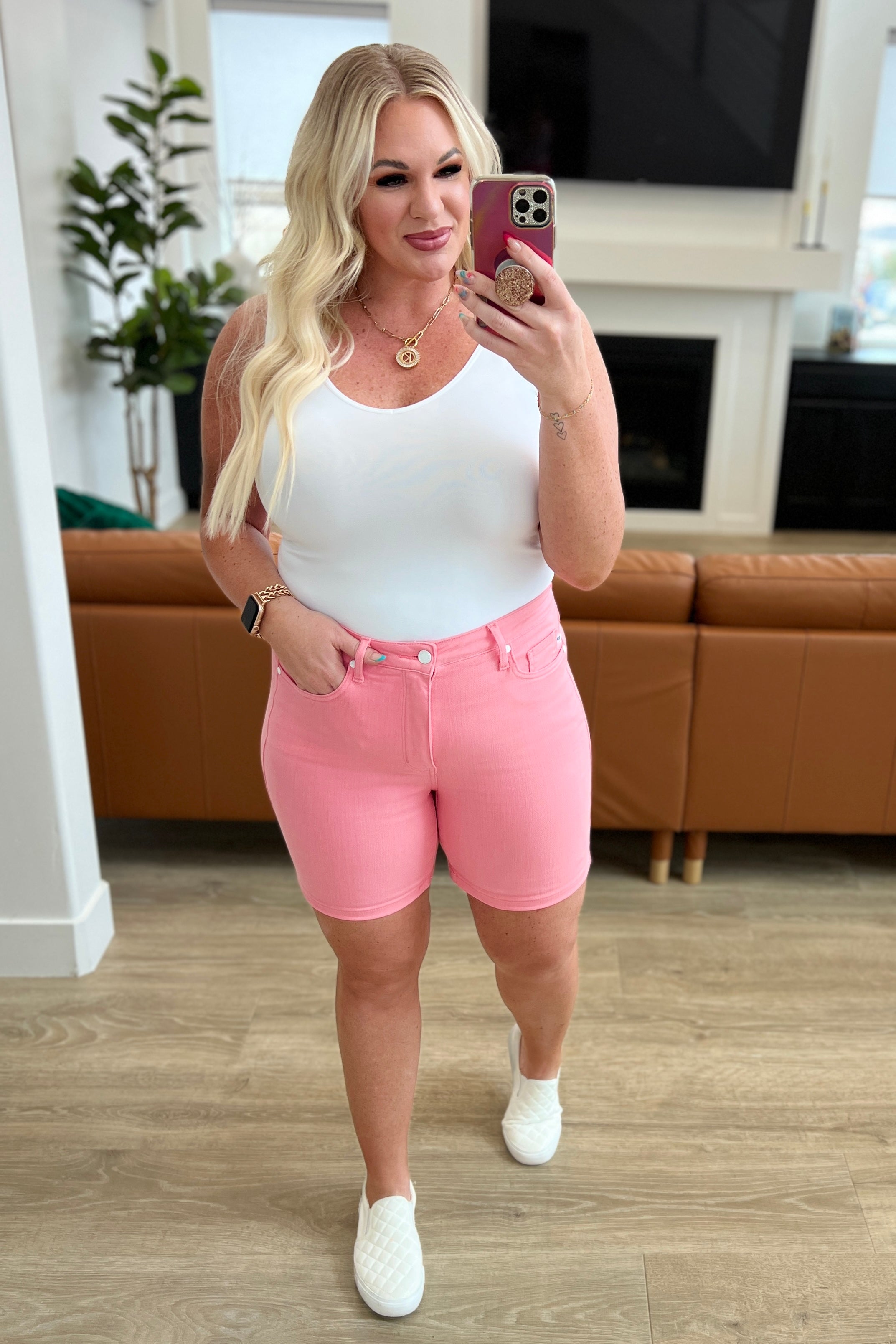 Mei Control Top Cuffed Shorts in Pink