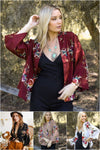 Abundant Roses Kimono in Burgundy, Navy, Mocha & White