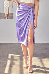 All Gathered Up Slit Skirt in Lavender & Creamy White