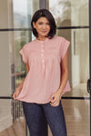 Pleats-A-Plenty Button Up Top in Pink