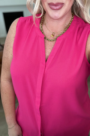 Amy Sleeveless Blouse in Hot Pink