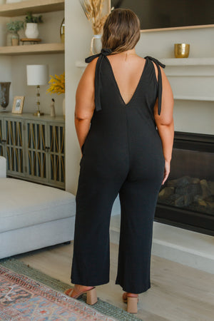 Evelyn Ribbed Knit Jumpsuit with Ties