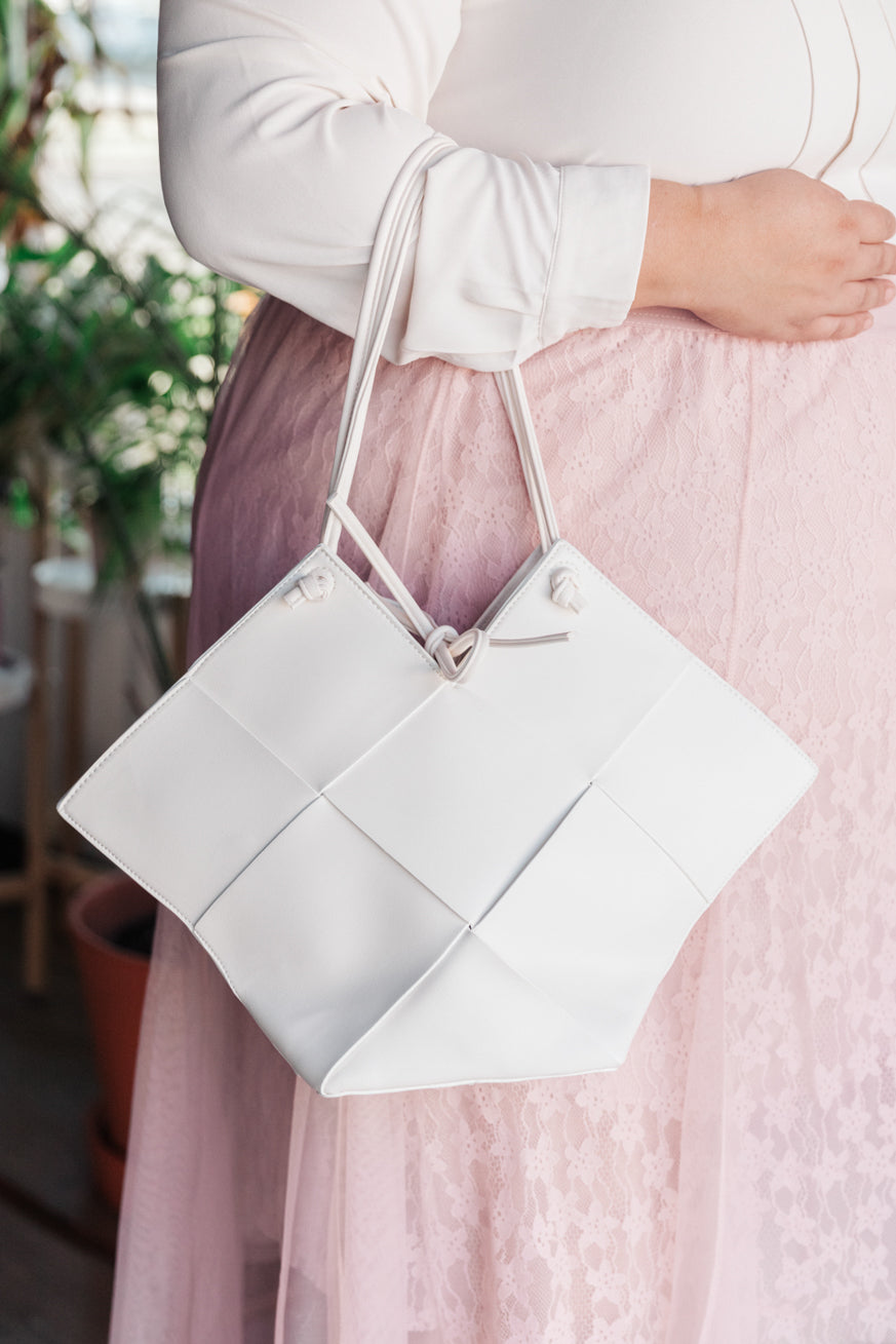 Felicity Woven Handbag in White