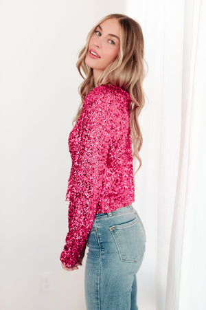 Love at First Shine Sequin Top in Fuchsia