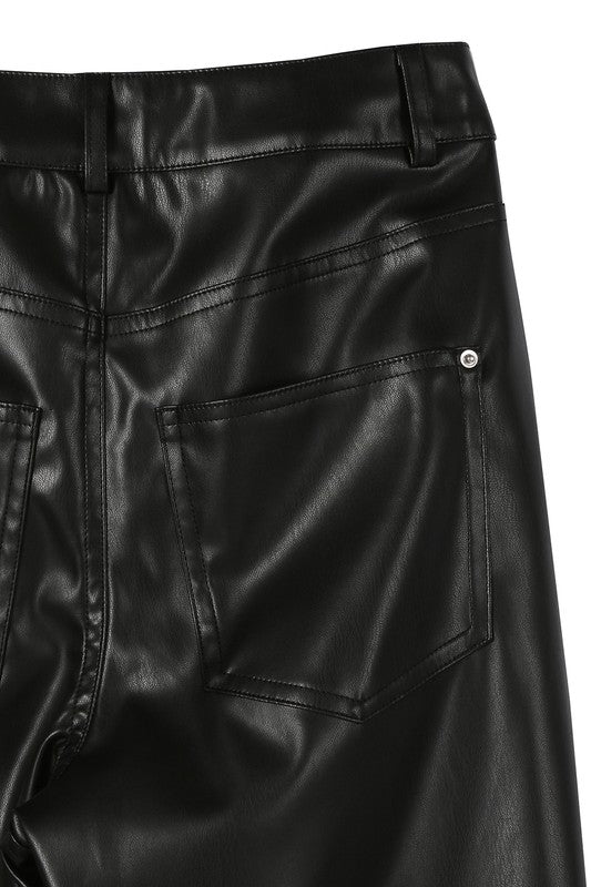 Top Notch Vegan Leather Pants in Black & Ivory