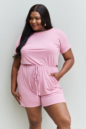 Chilled Out Short Sleeve Romper in Light Carnation Pink