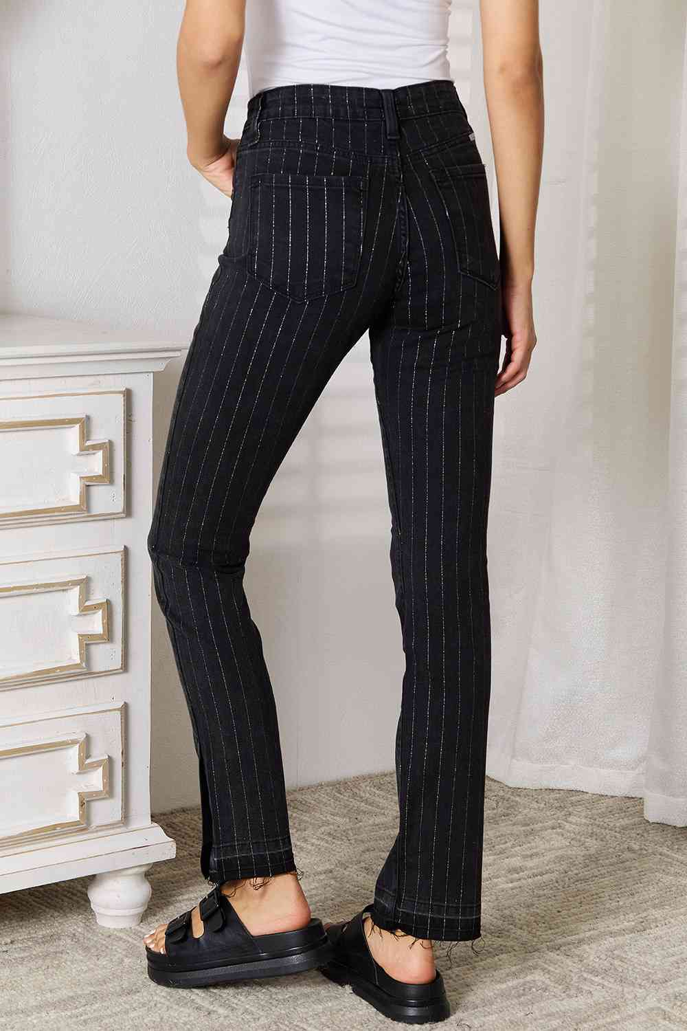 Noella Shimmery Striped Pants in Black