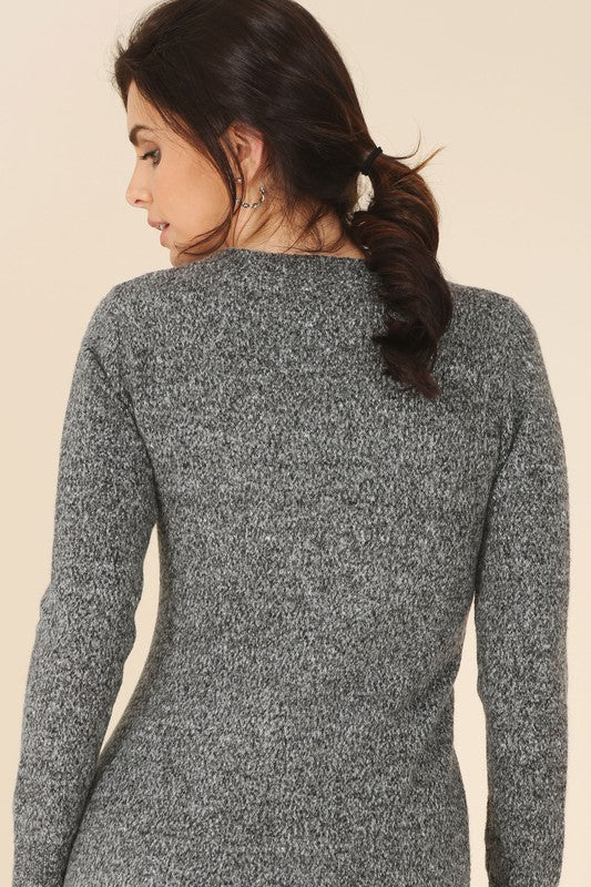 Vivica Sweater Maxi Dress in Brown & Grey