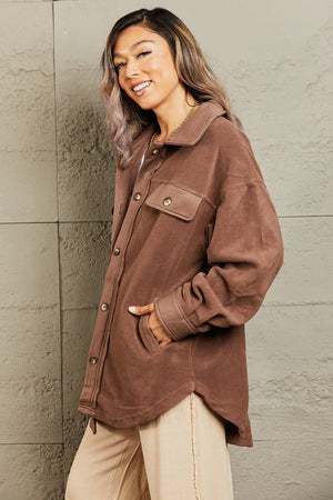 Comfy Cozy Shacket in Coffee Brown