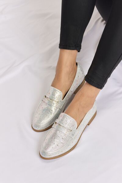 Francisca Rhinestone Point Toe Loafers in Silver