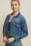 Saison Cropped Raw Hem Denim Jacket