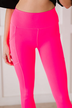 Step Aside Athletic Leggings in Neon Coral Fuchsia