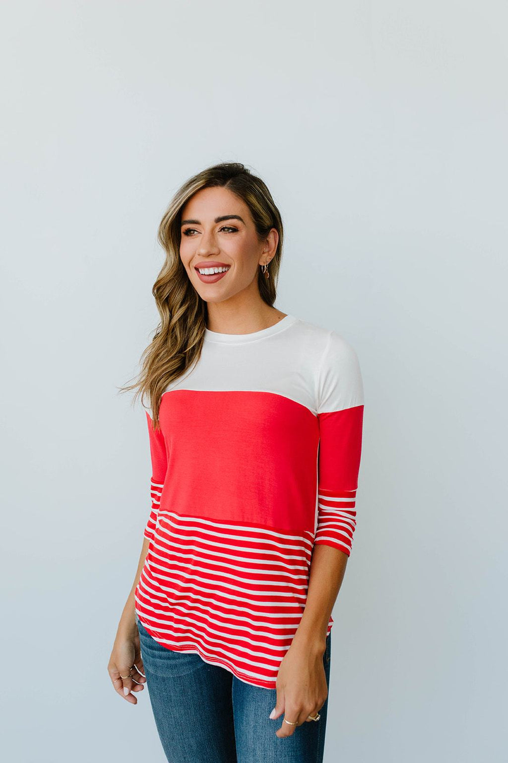 Block Talk Top in Red