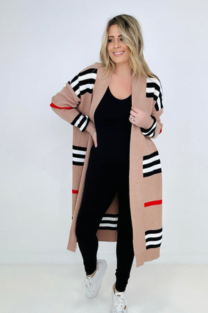 The Burbs Striped Knit Duster Cardigan