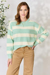 Sabrina Striped Sweater in Sage/Ivory