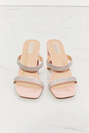 Leave A Little Sparkle Rhinestone Block Heel Sandal in Pink
