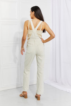 Taylor High Waist Overalls in White