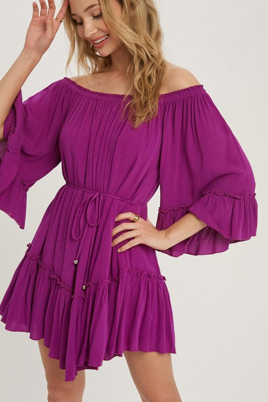 The Boho Ruffled Dress in Orchid
