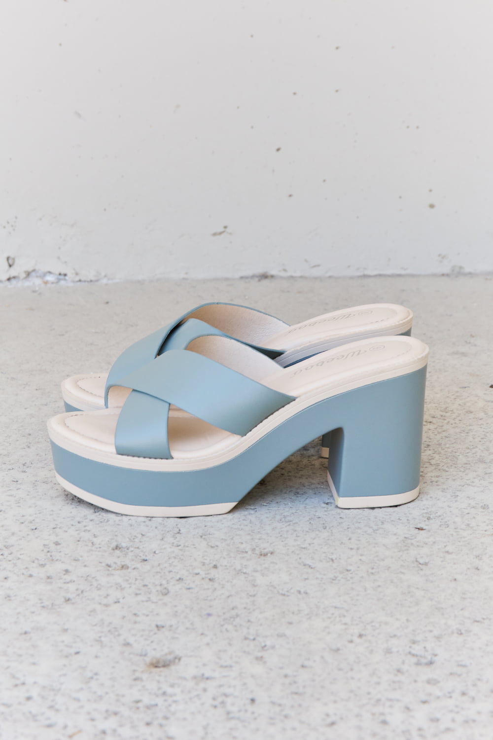 Cherish The Moments Contrast Platform Sandals in Misty Blue