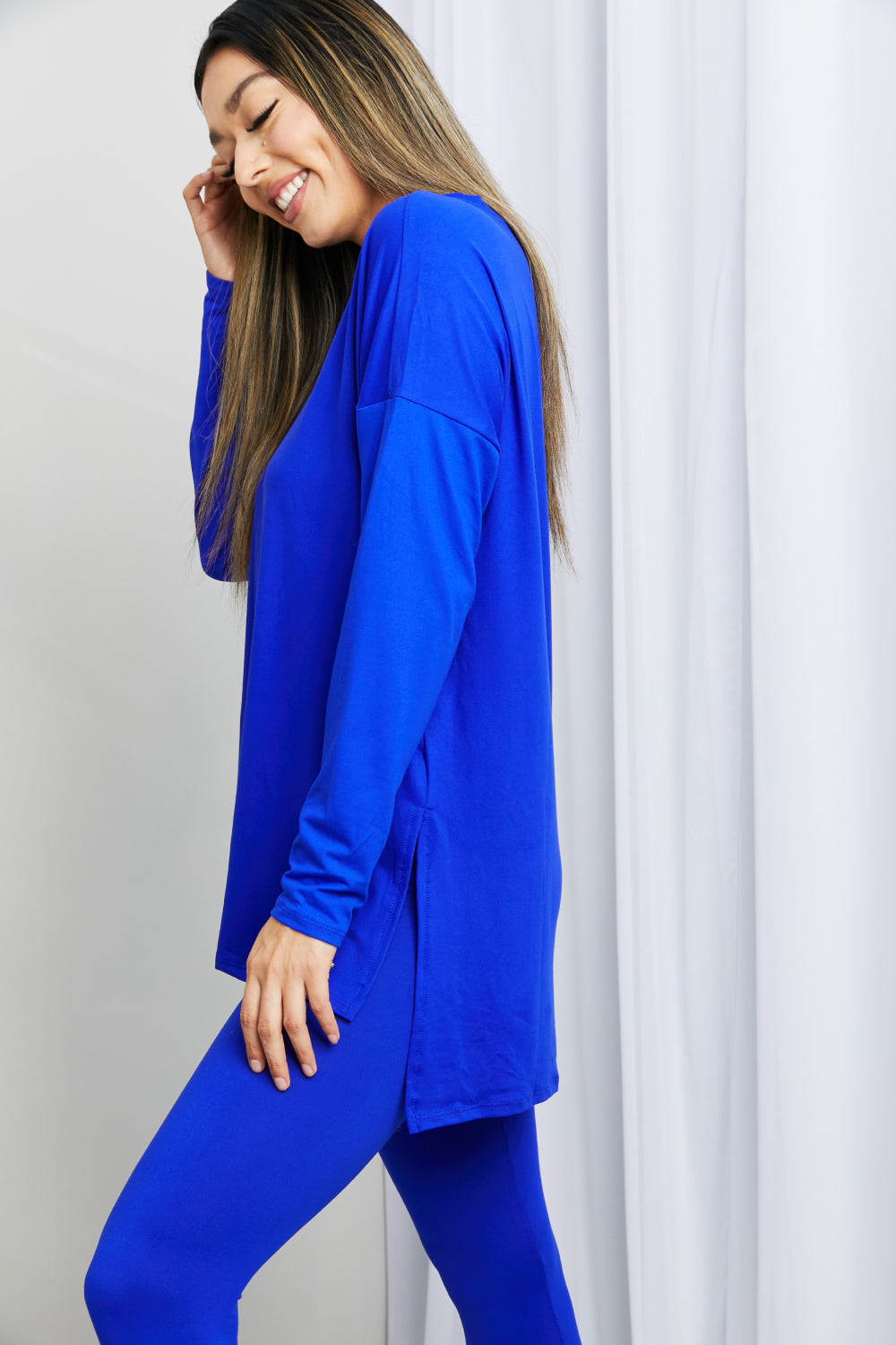 Ready to Relax Brushed Microfiber Loungewear Set in Bright Blue