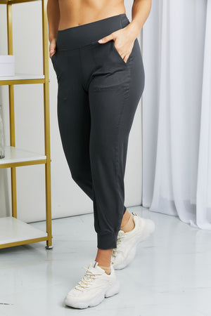 Harper Wide Waistband Cropped Joggers in Charcoal
