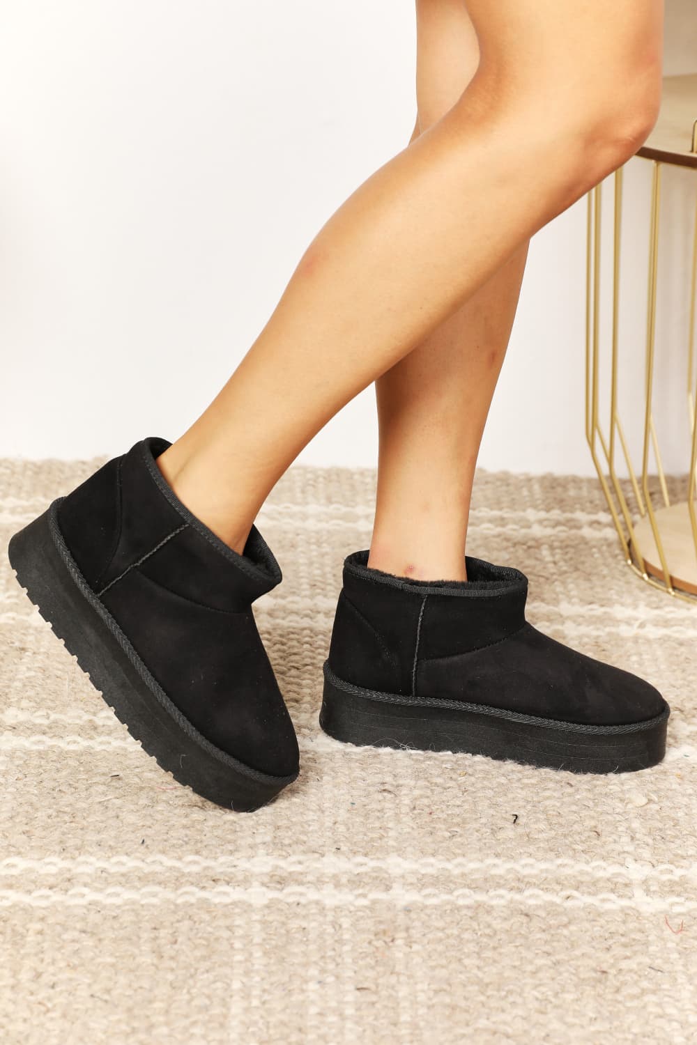 Fun Fleece Lined Chunky Platform Ankle Boots in