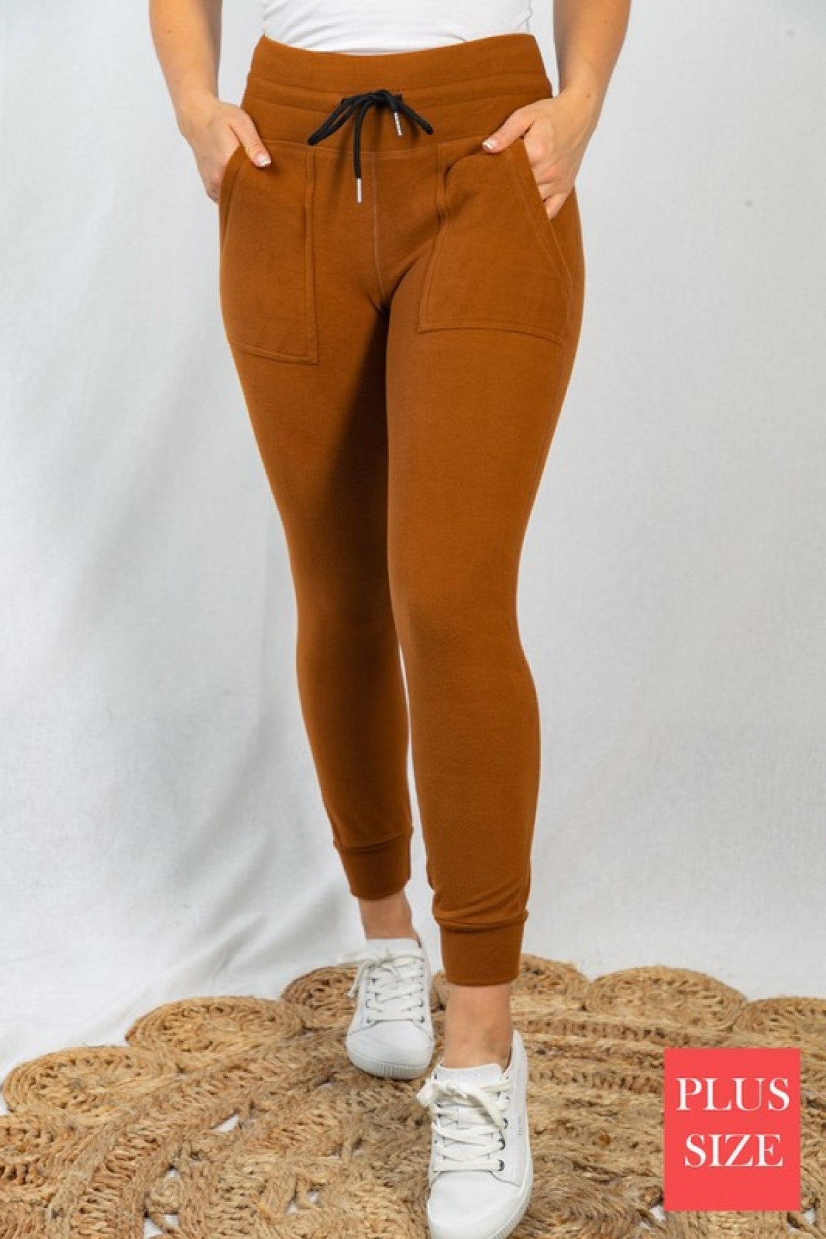 Form Fitting High Waisted Knit Joggers in Copper