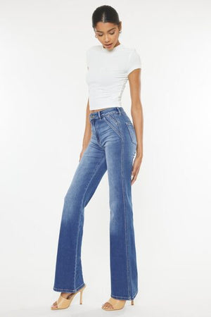 Dulcea Uber High Rise Flare Jeans in Medium Wash