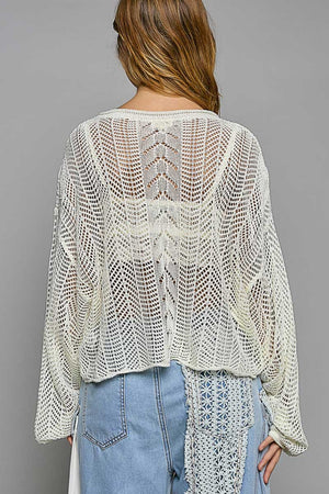 Dominique Openwork Knit Cover Up in Ivory