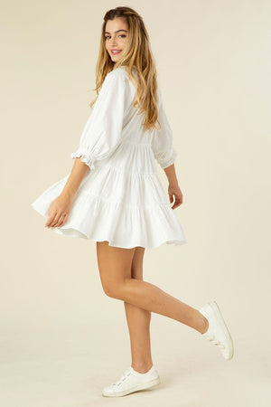 Such a Fun Tiered Mini Dress in Off White
