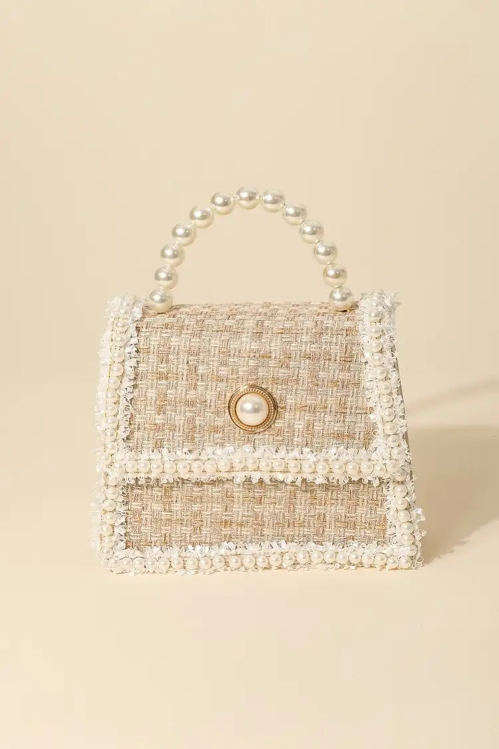 Nicola Pearl Detail Woven Handbag